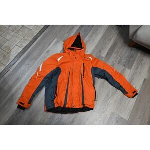 Sherpa Insulated Ski Snowboard Jacket Men’s Large Orange Hooded Winter Coat
